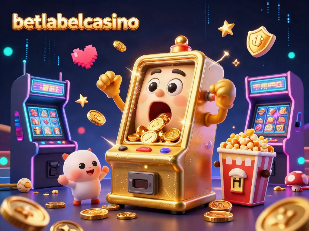 Experience the thrill of betlabelcasino with a vibrant slot machine jackpot illustration.